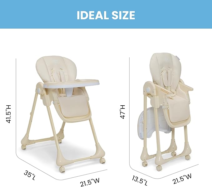Little Folks by Delta Children 2-in-1 SlimFold High Chair for Babies and Toddlers, Cream