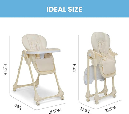 Little Folks by Delta Children 2-in-1 SlimFold High Chair for Babies and Toddlers, Cream