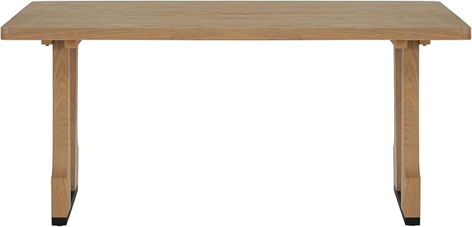 63" Scratch-Resistant Island Tables, Rustic Dining Table with Pedestal Base, Mid Century Dining Table for Kitchens & Apartments, Natural Ash