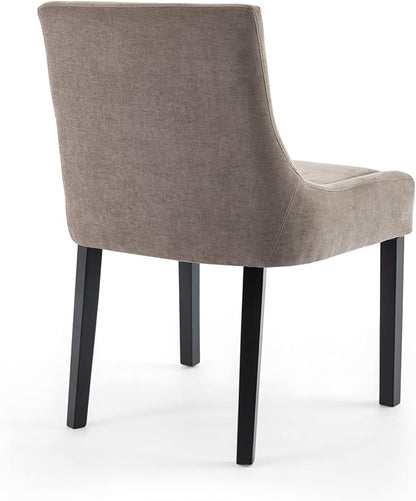 Dining Chairs Set of 2 – Extra Wide & Padded Fabric Dining Chairs with Solid Wood Legs, High-Density Foam Cushion, Mid-Back Modern Kitchen Chairs for Comfortable Everyday Use