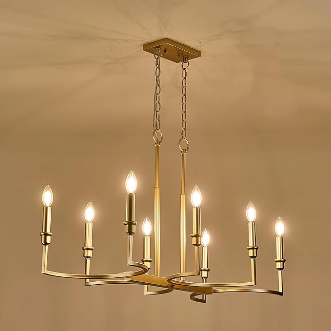 Gold Rectangular Chandelier 38in Linear Kitchen Island Chandelier Light Fixture 8 Light Gold Chandeliers Lighting for Kitchen Island Dining Room