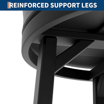 IDEALHOUSE 30'' Swivel Bar Stools Set of 2 with Footrest, Modern Counter Height Barstools with PU Leather Upholstered and Metal Frame, Backless Round Bar Stools for Kitchen Island, Black