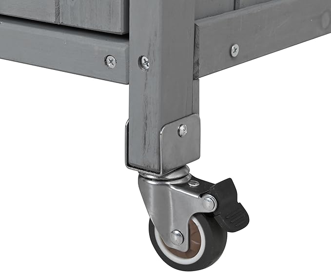 JIJIWANG 60.6" Mobile Kitchen Storage Island with Storage Cabinet and Towel Rack, Foldable Outdoor Kitchen Island with Stainless Steel Top and Lockable Wheels for Patio and Outdoor Grey
