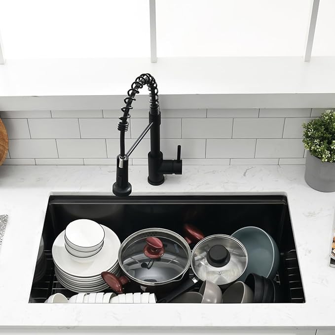 30 Inch Black Undermount Kitchen Sink Workstation - SZBAQTM 30x18 Inch Undermount Sink Stainless Steel Single Bowl 10'' Deep Handmade Kitchen sink with Cutting Board& Strainer