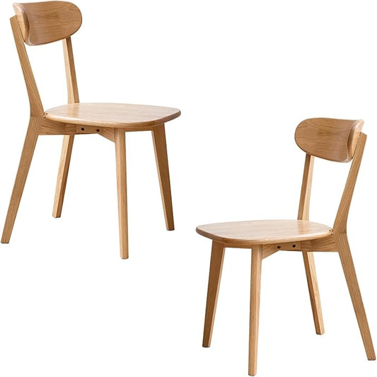 Dining Chairs Set of 2 - Solid Oak Wood, 400 lb Heavy Duty Capacity, Ergonomic Curved Back for Kitchen Table, Dining Room & Home Office, Easy Assembly