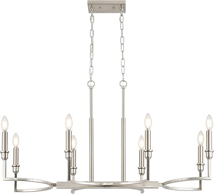 Brushed Nickel Rectangular Chandelier 38in Linear Kitchen Island Chandelier Light Fixture 8 Light Nickel Chandeliers for Kitchen Island Dining Room