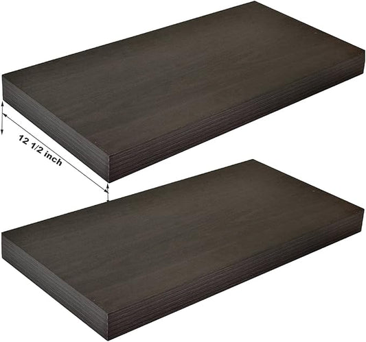 24 Inches Length Floating Shelf,Wall Mounted Shelves Set 24(Lenth) x12(Wide) for Bathroom Kitchen Living,Kitchen,Room Bedroom Storage,Espresso