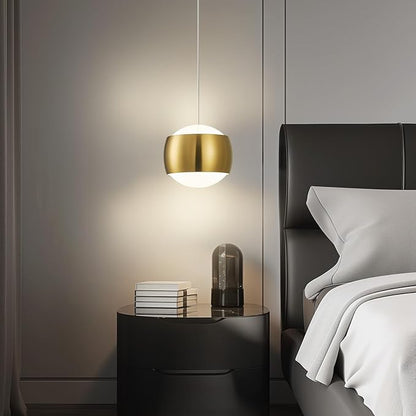 Modern Gold LED Dimmable Pendant Light fixtures,6″ Island Pendant Lighting for Kitchen Island Dinning Room,Bedroom,Bar, Kitchen Island Ceiling Hanging Light Fixtures(gold-1-Pack)