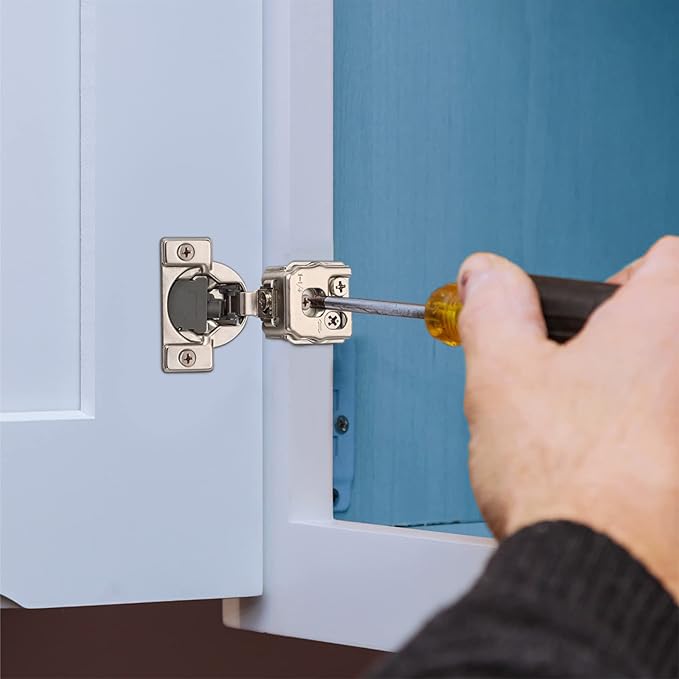 Chibery 2 Pack 1-1/4" Overlay 3D Soft Close Concealed Hinge for Face Frame Door, Smooth Slow Self Closing Hinges, Satin Nickel, Hidden 105° Open Angle Stainless Steel Hinge for Kitchen Cabinet Door