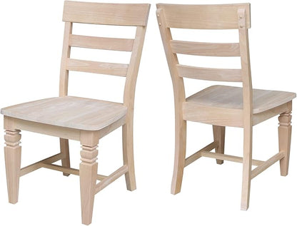 IC International Concepts Java Dining Chair Set of 2, Hardwood, Ready-to-Finish, 36.6"H with 18"H Seats, 19.7"W x 22"D, Ideal for Dining Room Furniture - Unfinished