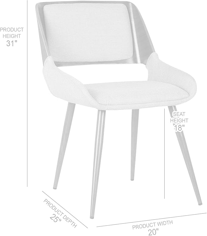 Armen Living Panda Mid-Century Dining Chair in Walnut Finish and Black Faux Leather - Set of 4