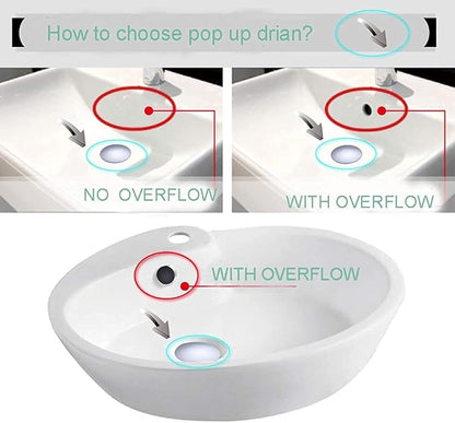 Automatic Bathroom Sink Faucet with Hole Cover Plate Sensor Touchless Dual-Powered Chrome Vanity Faucets Hands Free Water Tap with Control Box and Temperature Mixer Matching Pop Up Drain with Overflow
