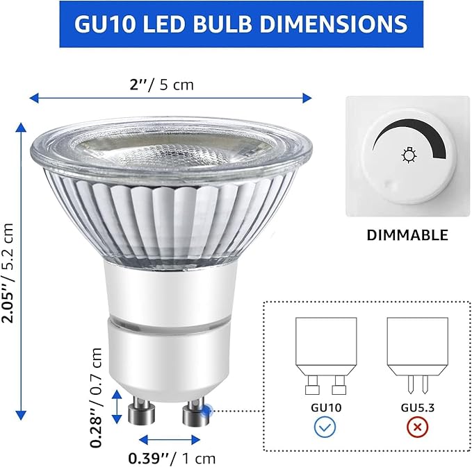 LED GU10 Range Hood Light Bulbs, LED Stove Appliance Light Bulb, Kitchen Light Replacement Halogen Light Bulb, 50W Equivalent, 5000K, 6W 550 Lm, Dimmable,Waterproof IP65 Pack of 2