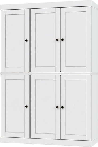 Palace Imports Solid Wood Kitchen Pantry Cabinet 71.5" Tall, 48.5" Wide – Freestanding Storage Cupboard with Adjustable Shelves – White, Renewable Eco-Friendly 100% Wood, Made in Brazil
