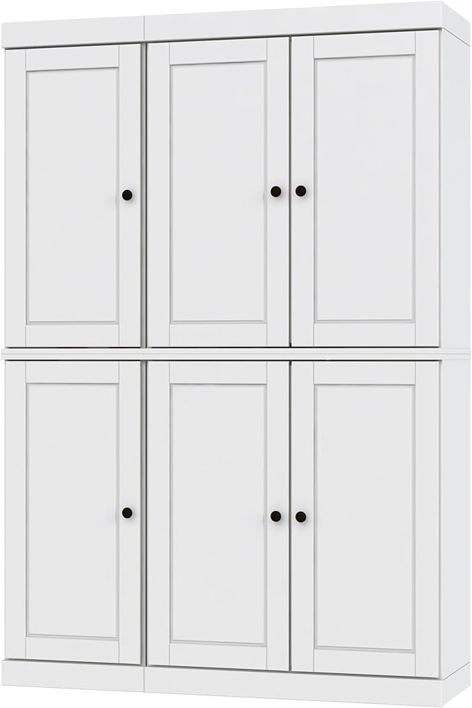 Palace Imports Solid Wood Kitchen Pantry Cabinet - 71.5" Tall x 48.5" Wide - Freestanding Storage Pantry w/ 2-Drawer Kit & Adjustable Shelves - White, Renewable Eco-Friendly 100% Wood, Made in Brazil