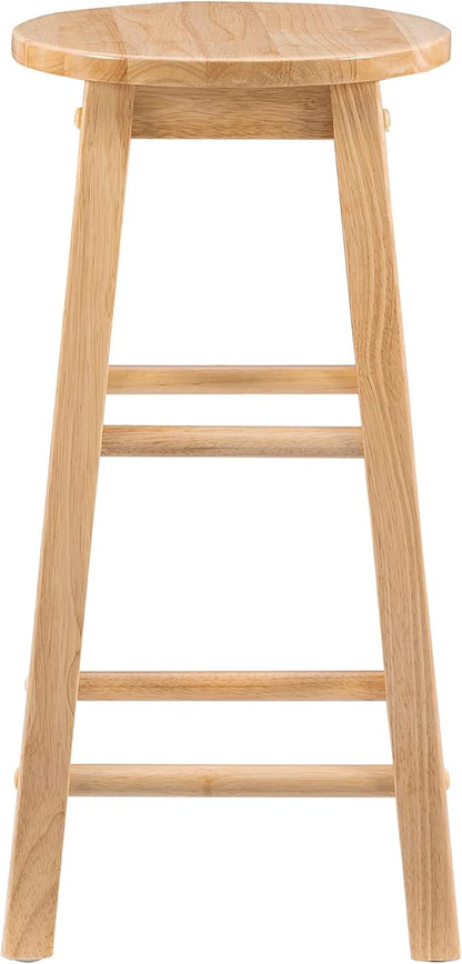 Linon Natural Barstool with Round Seat, 24-Inch
