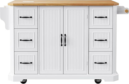Modern Dining Table 56 Inch Kitchen Island with Drop Power Outlet Counter Wood Console Luxury Living Room,White-MDF