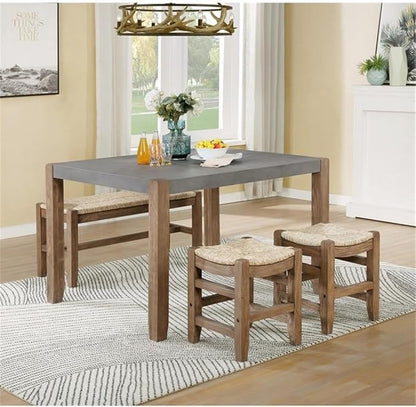 Alaterre Furniture Newport Dining Table Set, Concrete Gray