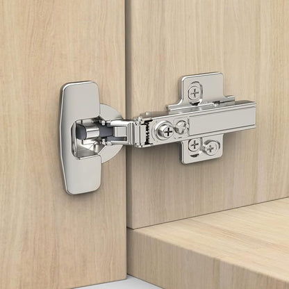 Chibery 50 Pack Frameless Full Overlay Concealed European Hinges, Self Closing Satin Nickel, Soft Close 105 ° Open Angle 4D Adjustment, Speed Control, Clip On, Stainless Steel for Cabinet Door