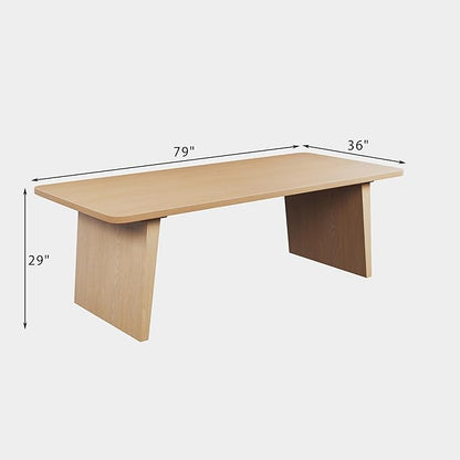 Casaphoria 79" Long Rectangular Dining Table in Natural, 8-Leg Modern Design Fits 6-8 People, Perfect for Large Dining Room, Open Kitchen & Spacious Living Area
