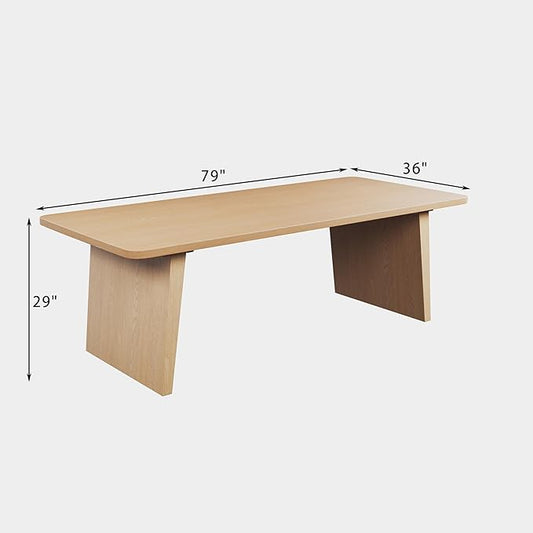 Casaphoria 79" Long Rectangular Dining Table in Natural, 8-Leg Modern Design Fits 6-8 People, Perfect for Large Dining Room, Open Kitchen & Spacious Living Area