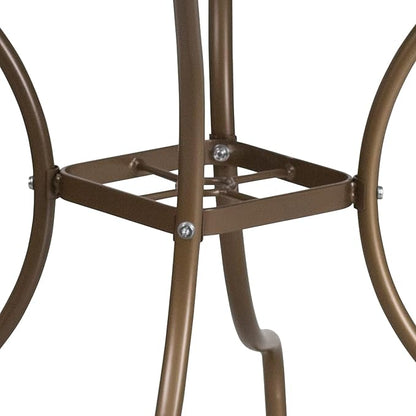 Flash Furniture Oia Commercial Grade 35.5" Square Gold Indoor-Outdoor Steel Patio Table with Umbrella Hole