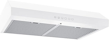 Broan-NuTone 30 Inch Glacier Under Cabinet Range Hood, ENERGY STAR, 490 Max Blower CFM - Electric Rangehood and Exhaust for Kitchen Stove Cooking and Ventilation, White