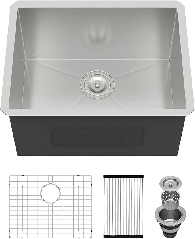 21 Inch Undermount Laundry Sink Utility 16 Gauge Stainless Steel Single Bowl 12 Inch Deep Under Counter Handmade Kitchen Sink Basin 21"x18"x12"