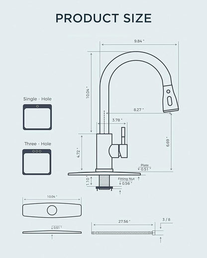FORIOUS Kitchen Faucet with Pull Down Sprayer, Brushed Nickel, Bar High Arc Single Handle Traditional 3 Modes Stainless Steel Faucet for Kitchen Sink Farmhouse RV Laundry Camper