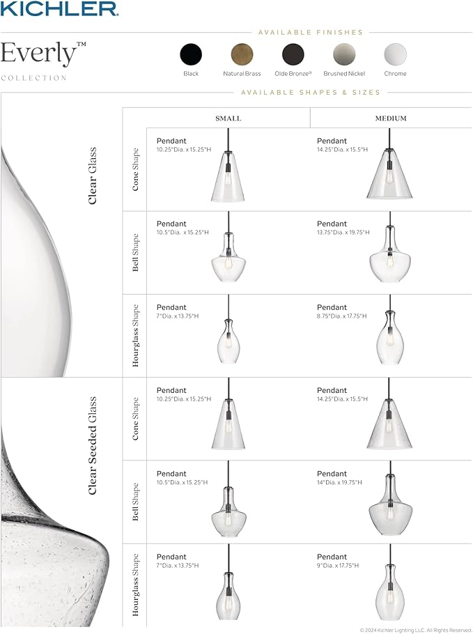 Everly 19.75" 1-Light Bell Pendant with Clear Seeded Glass in Black, for Kitchen Island, Dining Nook, Bedroom, (19.75" x 13.75") 42046BKCS