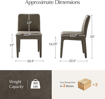 HULALA HOME Dining Chairs Set of 4, Morden Faux Leather Kitchen Chairs with Thick Cushion and Solid Wood Frame, Upholstered Accent Side Chair for Kitchen Dining Living Room Restaurant, Taupe