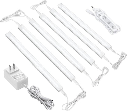 ASOKO HOME Dimmable Under Cabinet LED Lighting - 6 Pack 12" Linkable Light Bars, 5000K Cold White, 20W 1360LM, ETL Listed (Plug Included)