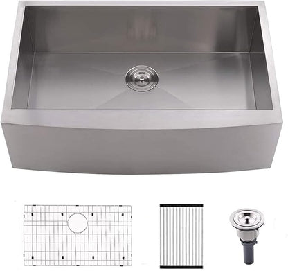 33 Inch Farmhouse Sink Stainless Steel -VOKIM 33x22 Inch Apron Front Kitchen Sink 16 Gauge 304 Stainless Steel Single Bowl Farm Sink