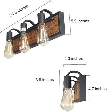 LNC A03440 Bathroom Lighting Fixtures Over Mirror Wooden Farmhouse Vanity Sconce Rustic Wall Lamp