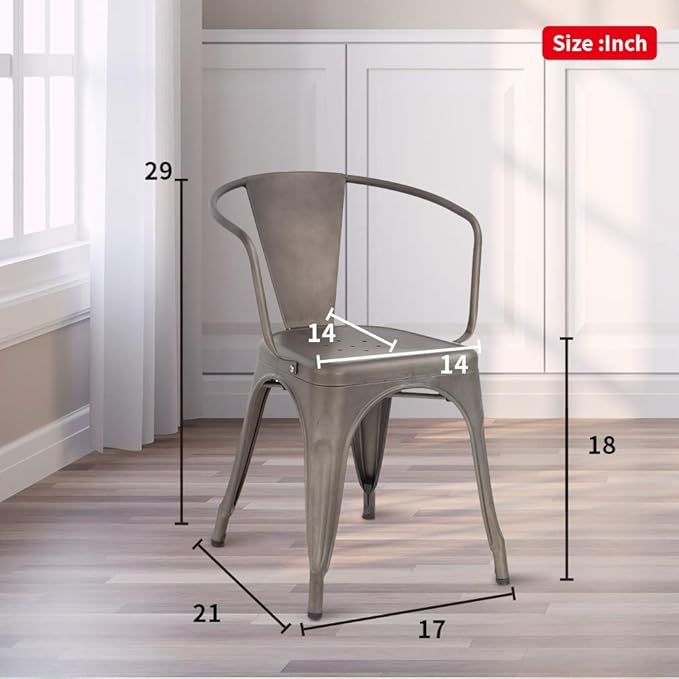 FDW Metal Dining Chairs Set of 4 Patio Chiar Indoor Outdoor Kitchen Chairs 18 Inch Seat Height Restaurant Chair 330LBS Weight Capacity Tolix Side Metal Stackable Bar Chairs