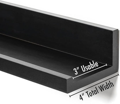 Americanflat 14" Floating Shelves for Wall - Set of 3 - Made of Engineered Wood with Lipped Ledge - Floating Wall Shelves for Bedroom, Bathroom, Kitchen, Office, and Living Room - Black