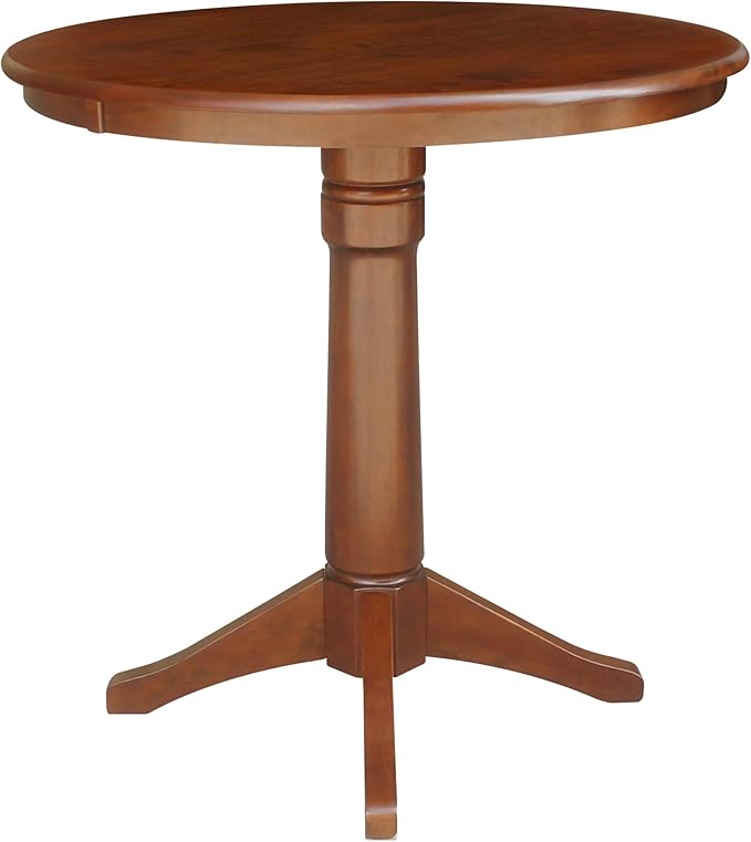 International Concepts 36" Round Top Pedestal Table-34.9" H Dining Table, Espresso