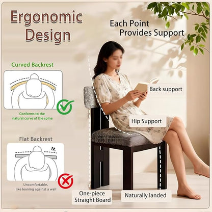 Walnut Dining Chairs Set of 4, Modern Farmhouse Kitchen Island Chairs with Rubber Wood Frame Non-Slip Foot Pads,Boucle Upholstered Wooden Dinner Chair for Living Room Dinning,Brown–Gray Chenille