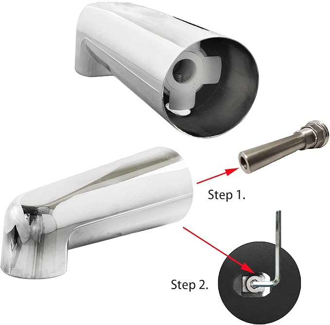 SENTO Slip On Silver Universal Heavy Durable Metal Bathroom Tub Spout Without Diverter, Heavy Duty Metal Bathtub Faucet Without Shower Diverter - 7 Inches 1/2" Copper Pipe, Polished Chrome