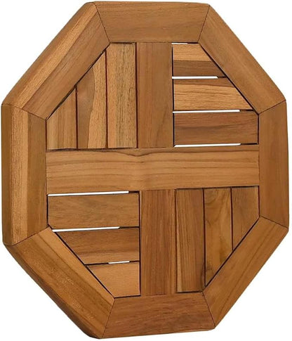 Octagonal Solid Teak Tabletop 15.7 x 15.7 in Durable Butcher Block Countertop Small Wood Desk Top for Dining Kitchen or Outdoor Patio