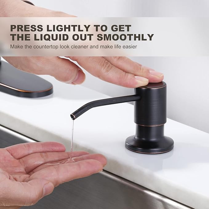 Bronze Kitchen Faucet with Soap Dispenser, WOWOW Stainless Steel Kitchen Faucet for Sink 2 or 4 Hole, High Arc Vintage Kitchen Sink Faucet with Pull Down Sprayer