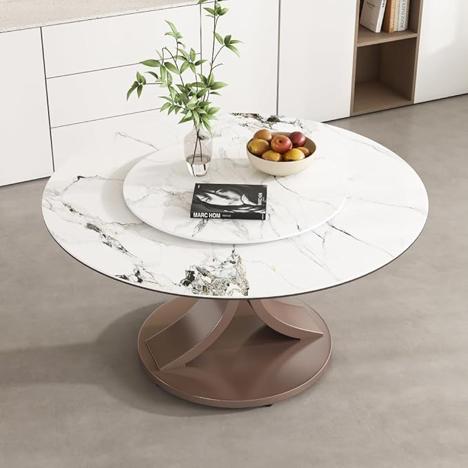 Modern Sintered Stone Dining Table for 4-6, Luxury Rectangular Kitchen Dinette with Faux Marble Top & Heavy-Duty Metal Legs, Heat-Resistant Furniture for Dining Room (53" + 8 Chairs)