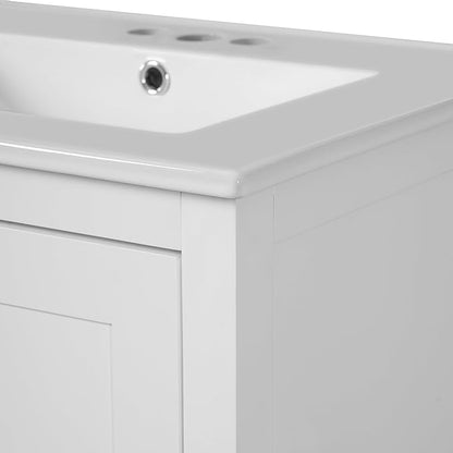 Favfurish 24" Modern Bathroom Vanity with Ceramic Sink, Freestanding Storage Cabinet w/2 Soft-Close Doors & 1 Drawer, Double-Layer Door Shelf, Solid Wood Frame for Small Bathrooms, Easy Assembly,White