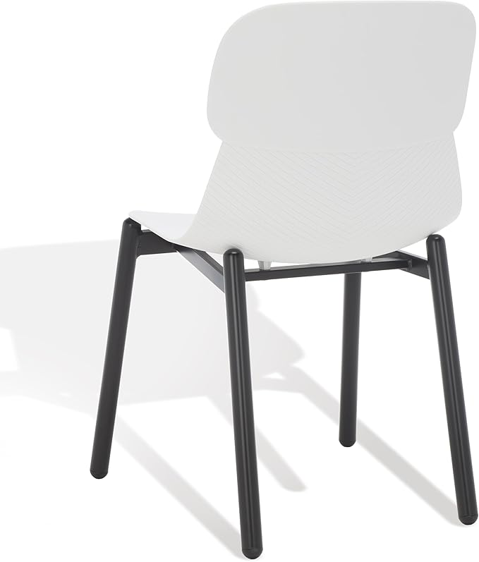 SAFAVIEH Couture Collection Abbie Retro White/Black Molded Plastic Dining Chair Set of 2