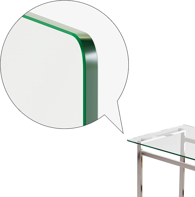 Modern Glass Dining Table for 4-6, 51" Rectangular Kitchen Dining Room Table with 0.31" Tempered Glass Tabletop and Silver Chrome Metal Legs, Writing Table Desk, for Kitchen Dining Living Room