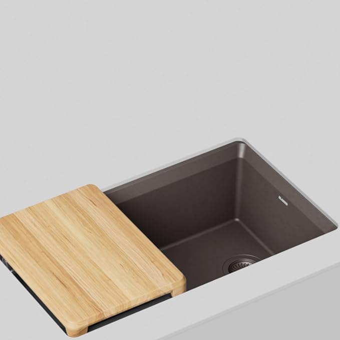 Inteos SILGRANIT 33" Single Bowl Reversible Undermount Workstation Kitchen Sink - Café