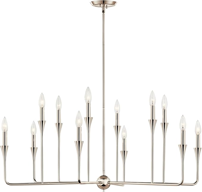 Kichler Alvaro 12-Light Multi-Tier Chandelier, Soft Modern Light in Polished Nickel, for Foyer, Great or Living Room or Large Dining Room (20" x 39.75"), 52692PN