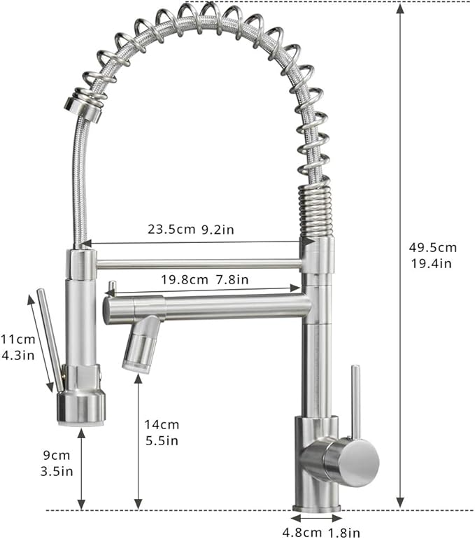 AIMADI Commercial Pull Down Kitchen Faucet Sprayer with LED Light,Single Handle Stainless Steel Kitchen Sink Faucets with Pull Down Sprayer,Suitable for Farmhouse Camper Laundry Rv Bar