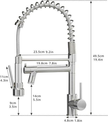 AIMADI Commercial Pull Down Kitchen Faucet Sprayer with LED Light,Single Handle Stainless Steel Kitchen Sink Faucets with Pull Down Sprayer,Suitable for Farmhouse Camper Laundry Rv Bar