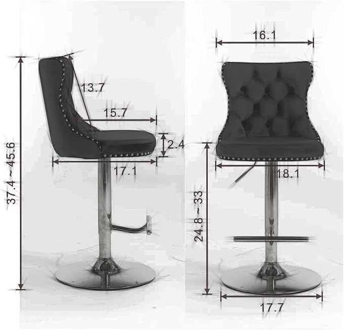 Swivel Velvet Barstools Adjusatble Seat Height from 25-33 Inch, Modern Upholstered Chrome Base Bar Stools with Backs Comfortable Tufted for Home Pub and Kitchen Island（Pink,Set of 2）